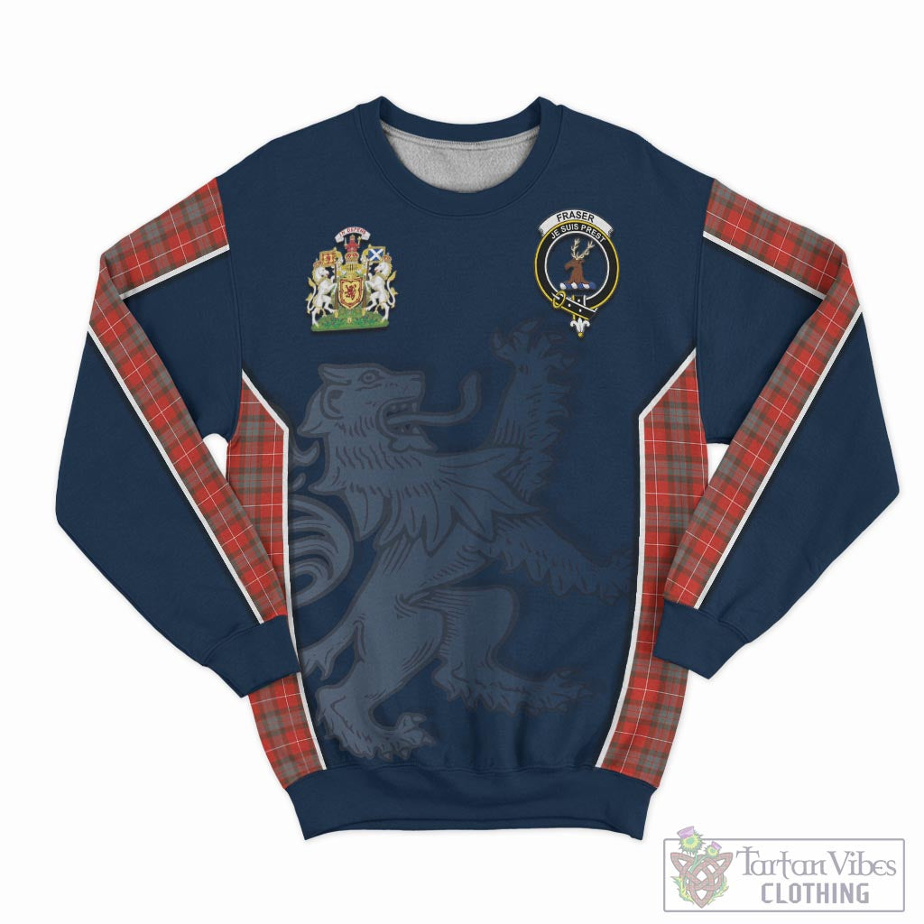 Tartan Vibes Clothing Fraser Weathered Tartan Sweater with Family Crest and Lion Rampant Vibes Sport Style