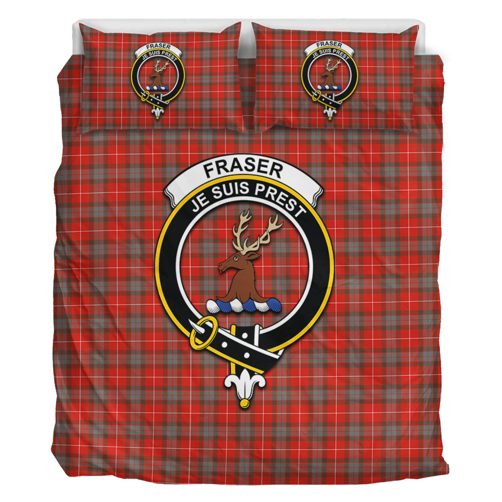 Fraser Weathered Tartan Bedding Set with Family Crest - Tartan Vibes Clothing