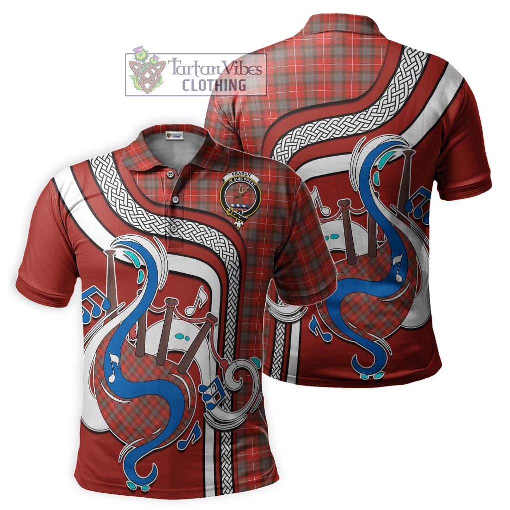 Tartan Vibes Clothing Fraser Weathered Tartan Polo Shirt with Epic Bagpipe Style