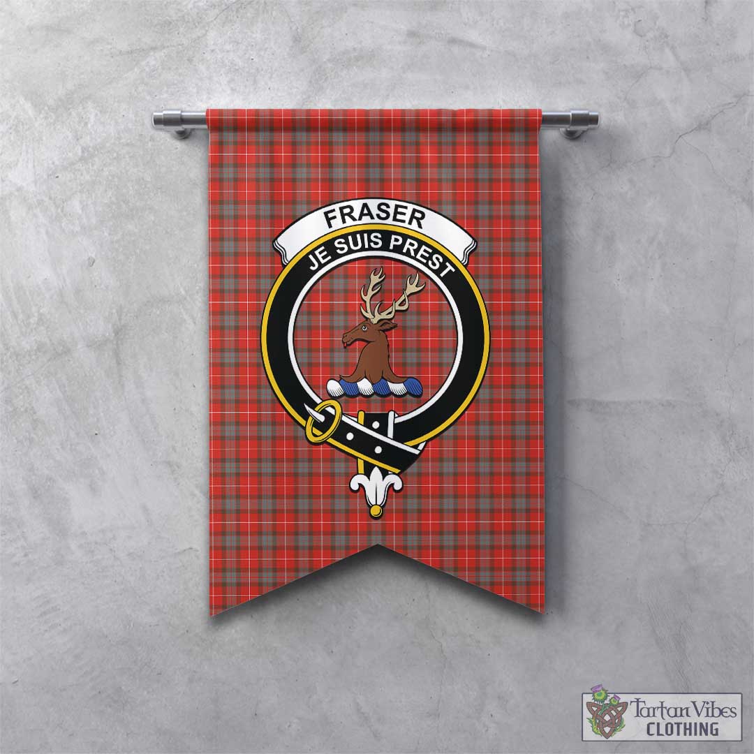 Tartan Vibes Clothing Fraser Weathered Tartan Gonfalon, Tartan Banner with Family Crest