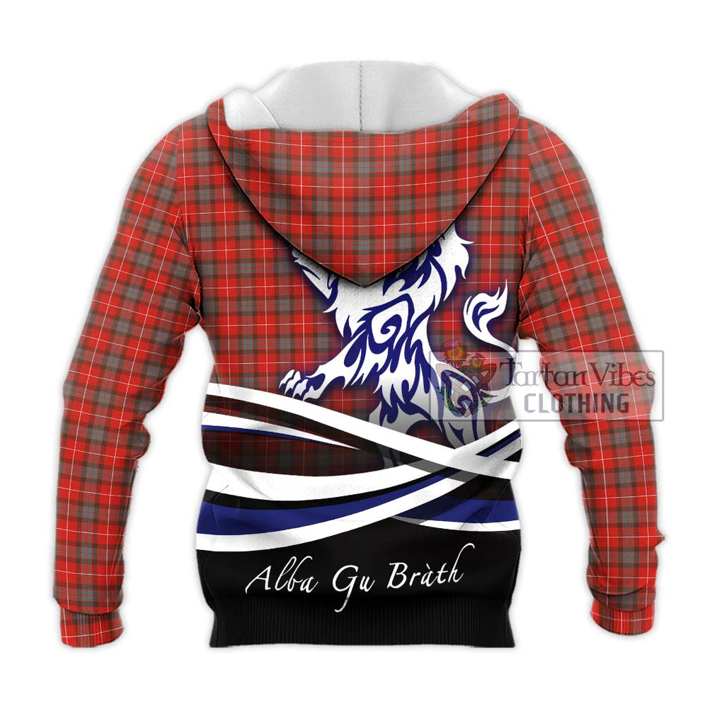 Fraser Weathered Tartan Knitted Hoodie with Alba Gu Brath Regal Lion Emblem - Tartanvibesclothing Shop