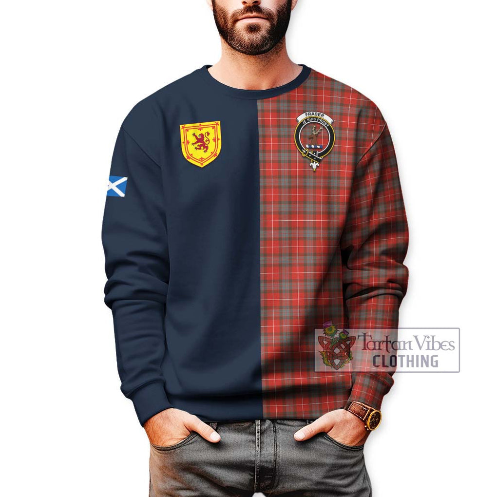 Tartan Vibes Clothing Fraser Weathered Tartan Sweatshirt with Scottish Lion Royal Arm Half Style