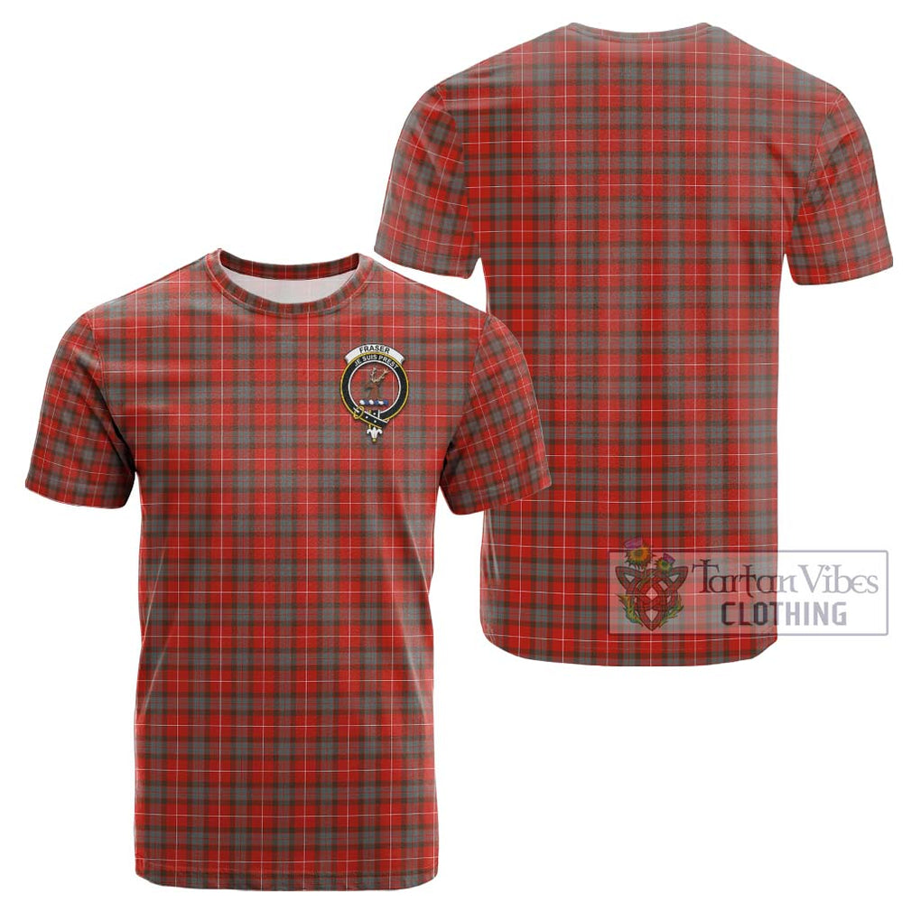 Fraser Weathered Tartan Cotton T-Shirt with Family Crest Kid's Shirt - Tartanvibesclothing Shop