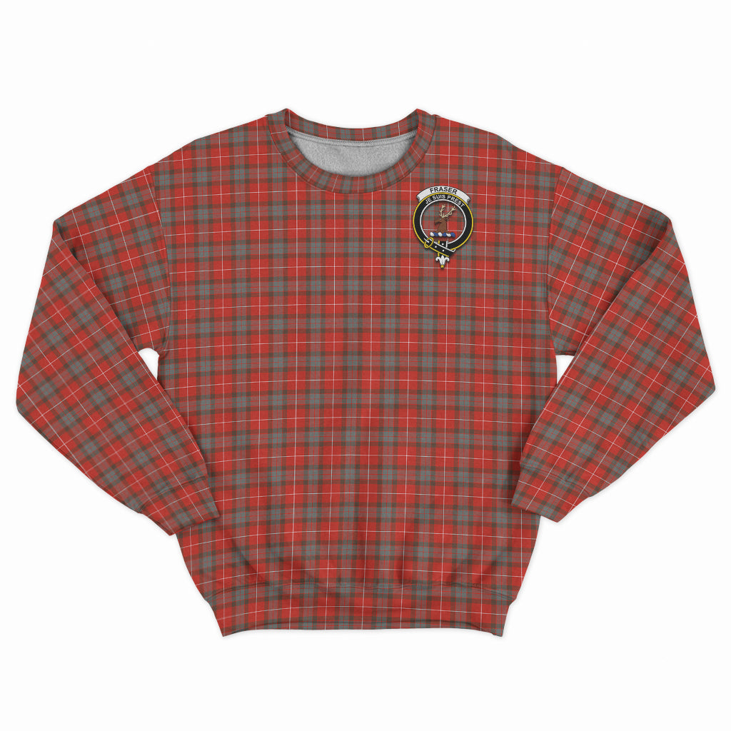 Fraser Weathered Tartan Sweatshirt with Family Crest - Tartan Vibes Clothing