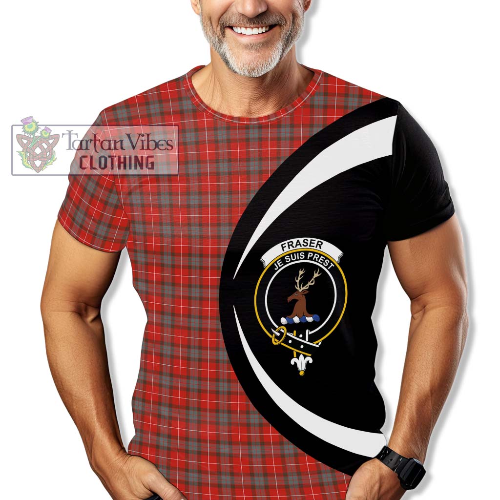 Tartan Vibes Clothing Fraser Weathered Tartan T-Shirt with Family Crest Circle Style