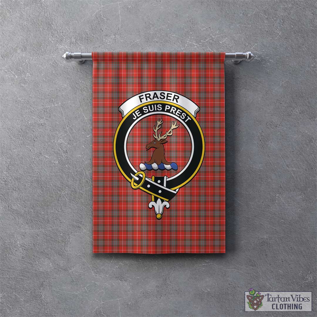 Tartan Vibes Clothing Fraser Weathered Tartan Gonfalon, Tartan Banner with Family Crest