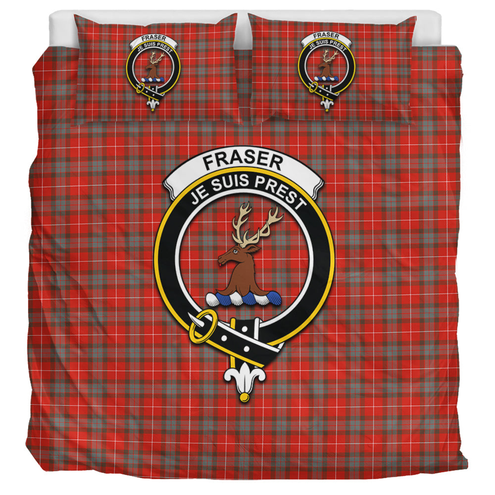 Fraser Weathered Tartan Bedding Set with Family Crest UK Bedding Set UK Super King 104*94 inch - Tartan Vibes Clothing