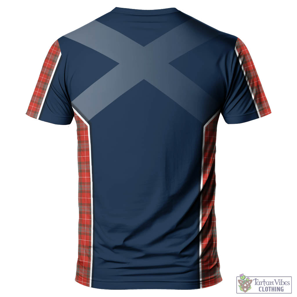 Tartan Vibes Clothing Fraser Weathered Tartan T-Shirt with Family Crest and Scottish Thistle Vibes Sport Style