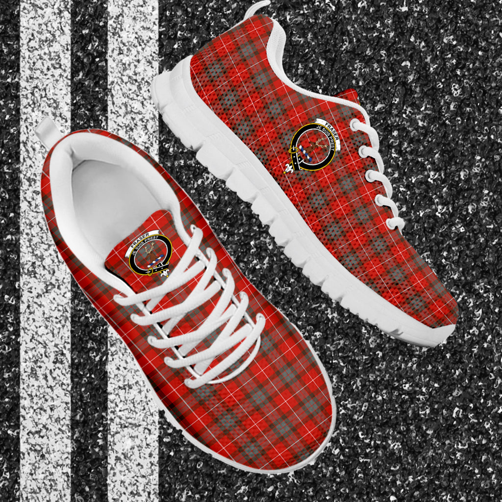 Fraser Weathered Tartan Sneakers with Family Crest - Tartan Vibes Clothing