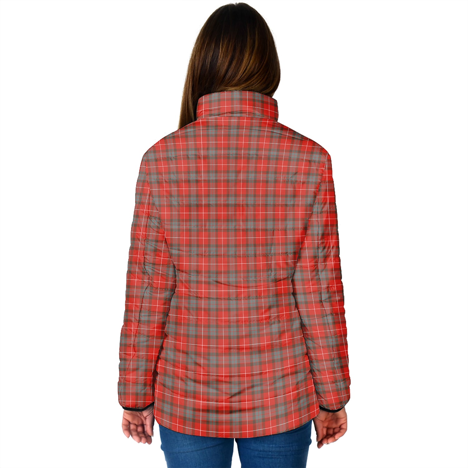 Fraser Weathered Tartan Padded Jacket with Family Crest - Tartan Vibes Clothing