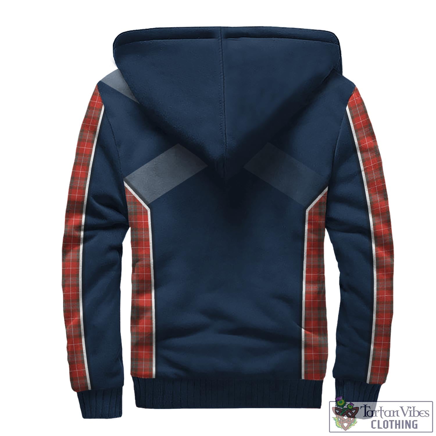 Tartan Vibes Clothing Fraser Weathered Tartan Sherpa Hoodie with Family Crest and Scottish Thistle Vibes Sport Style