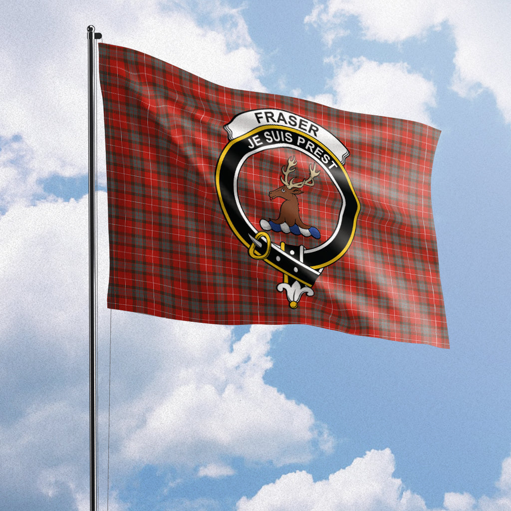 Fraser Weathered Tartan Flag with Family Crest House Flag (Horizontal) - Tartan Vibes Clothing