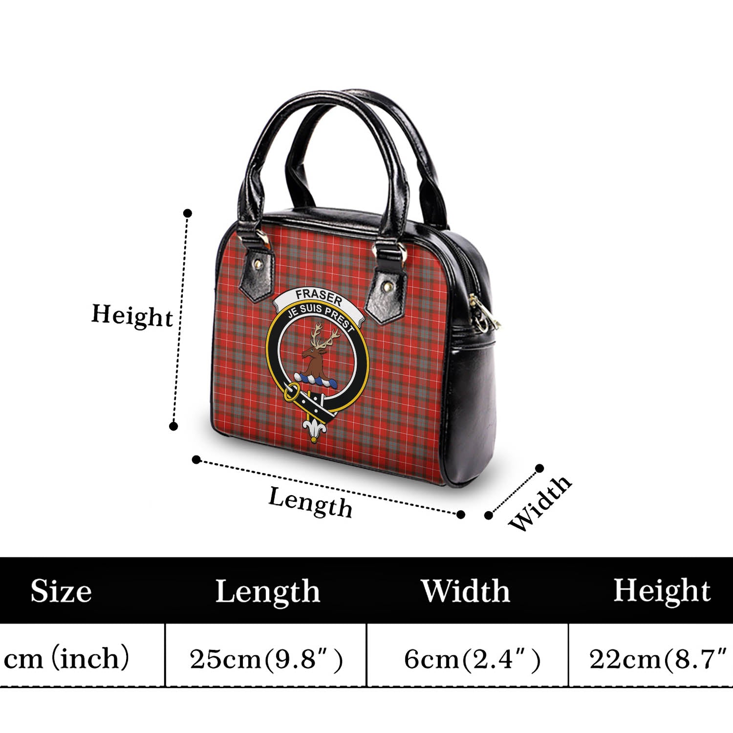 Fraser Weathered Tartan Shoulder Handbags with Family Crest - Tartanvibesclothing