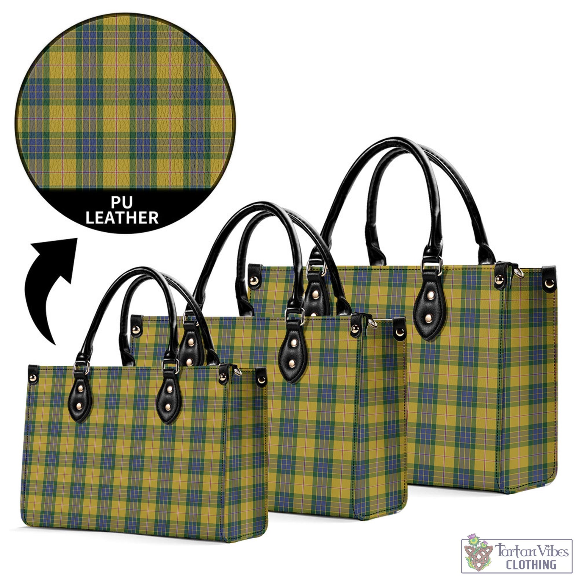 Tartan Vibes Clothing Fraser Yellow Tartan Luxury Leather Handbags