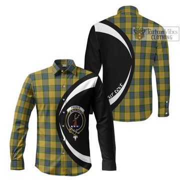 Fraser Yellow Tartan Long Sleeve Button Up with Family Crest Circle Style