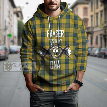 Fraser Yellow Tartan Hoodie with Family Crest DNA In Me Style