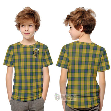 Fraser Yellow Tartan Kid T-Shirt with Family Crest