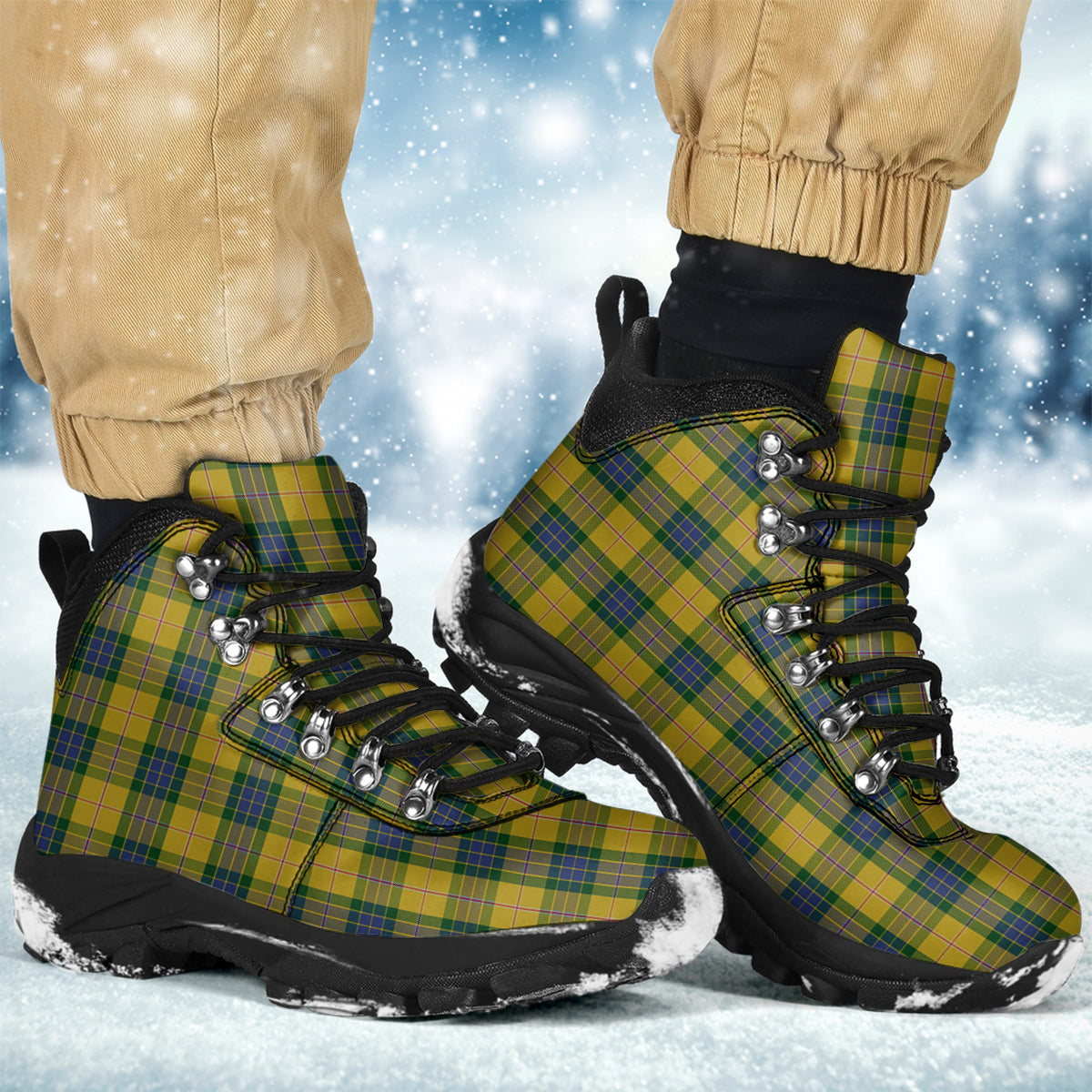 Fraser Yellow Tartan Alpine Boots - Tartanvibesclothing