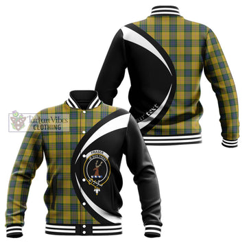 Fraser Yellow Tartan Baseball Jacket with Family Crest Circle Style