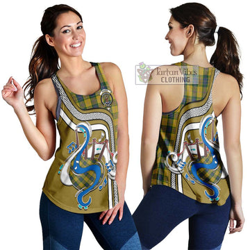 Fraser Yellow Tartan Women's Racerback Tanks with Epic Bagpipe Style