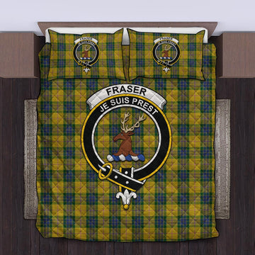 Fraser Yellow Tartan Quilt Bed Set with Family Crest