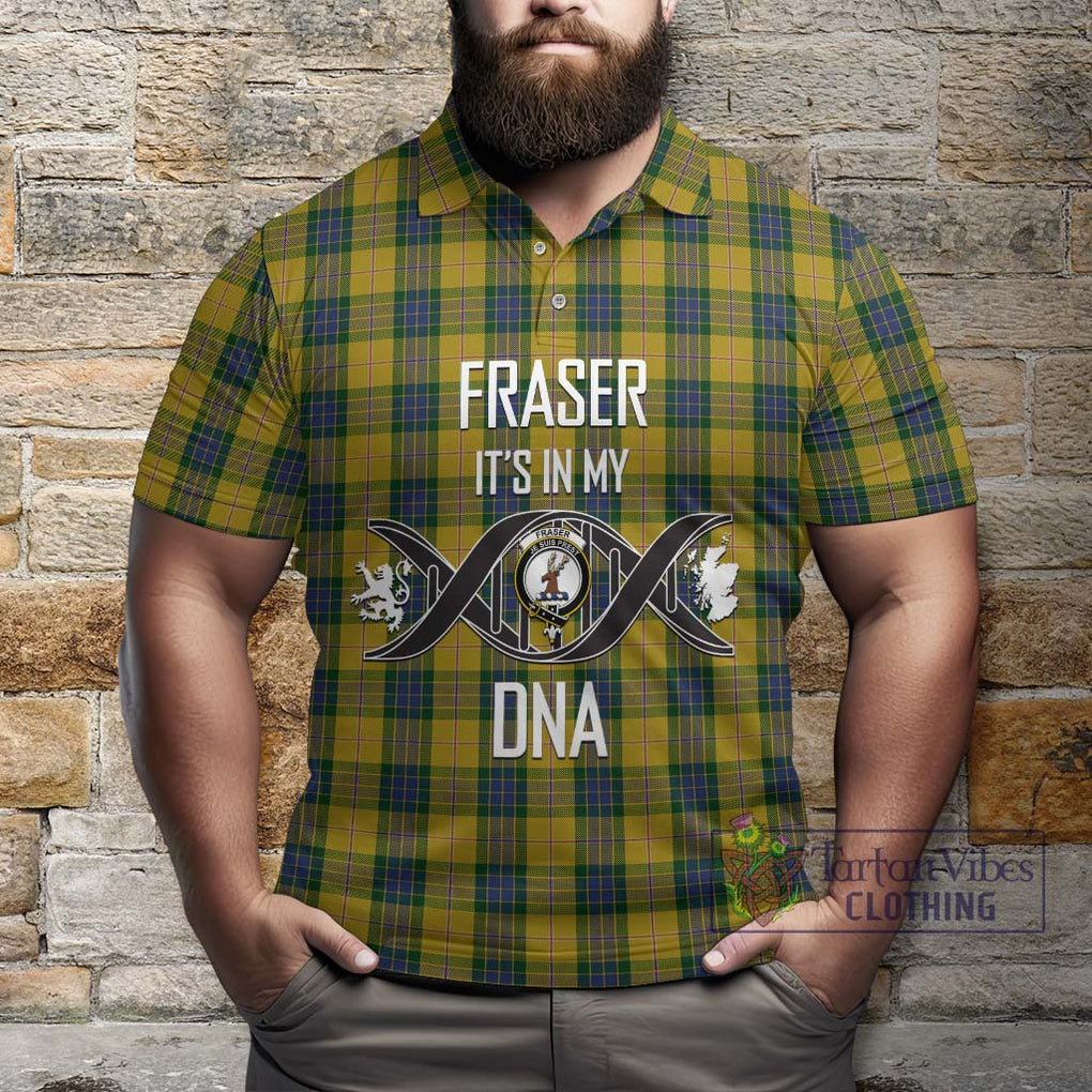 Fraser Yellow Tartan Polo Shirt with Family Crest DNA In Me Style Kid - Tartanvibesclothing Shop