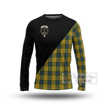 Fraser Yellow Tartan Long Sleeve T-Shirt with Family Crest and Military Logo Style