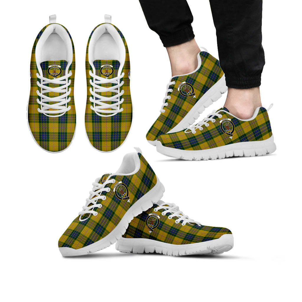 Fraser Yellow Tartan Sneakers with Family Crest Kid's Sneakers - Tartan Vibes Clothing