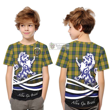 Fraser Yellow Tartan Kid T-Shirt with Alba Gu Brath Regal Lion Emblem