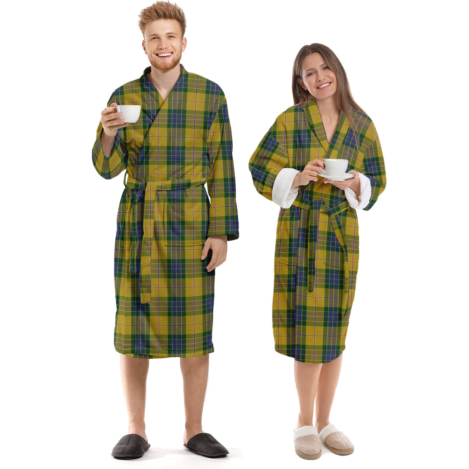 Fraser Yellow Tartan Bathrobe Unisex S - Tartan Vibes Clothing