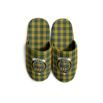 Fraser Yellow Tartan Home Slippers with Family Crest