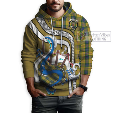 Fraser Yellow Tartan Hoodie with Epic Bagpipe Style