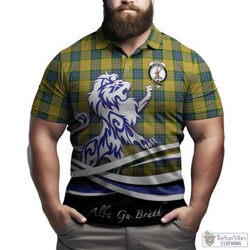 Fraser Yellow Tartan Polo Shirt with Alba Gu Brath Regal Lion Emblem