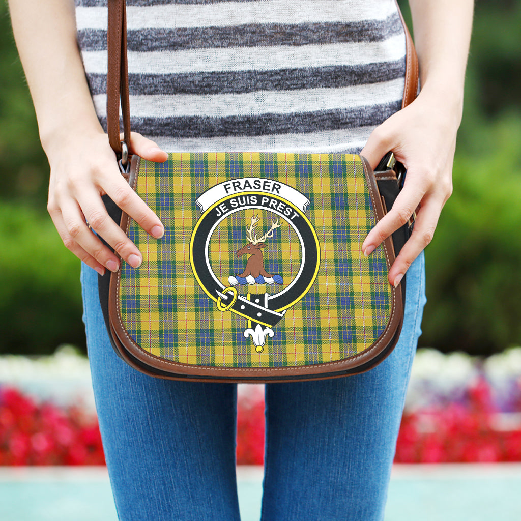 Fraser Yellow Tartan Saddle Bag with Family Crest One Size - Tartan Vibes Clothing