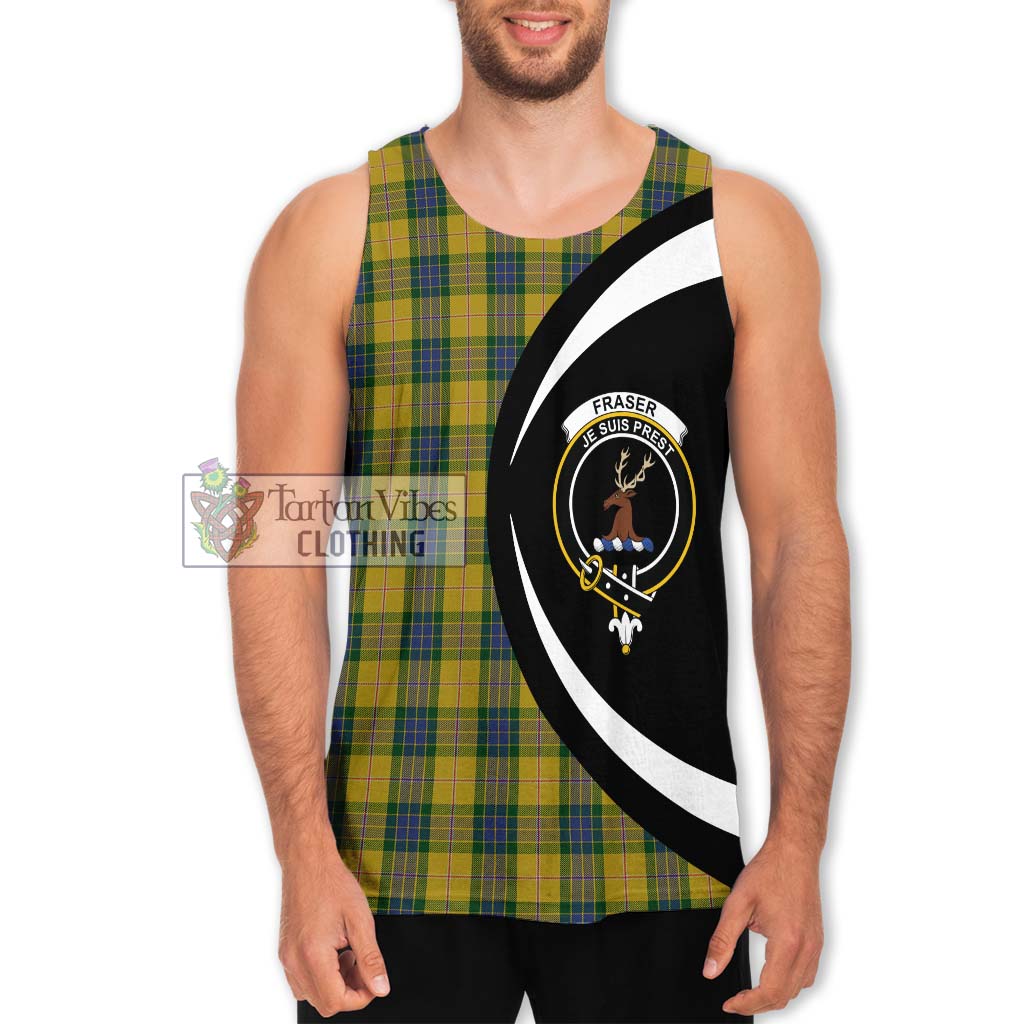 Fraser Yellow Tartan Men's Tank Top with Family Crest Circle Style Men - Tartan Vibes Clothing