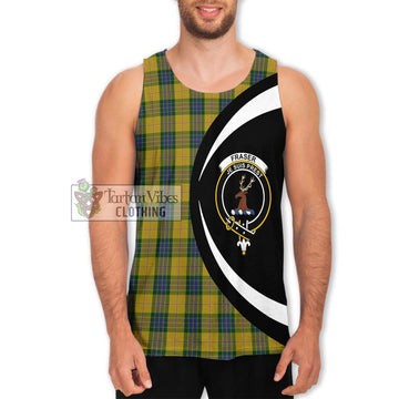 Fraser Yellow Tartan Men's Tank Top with Family Crest Circle Style