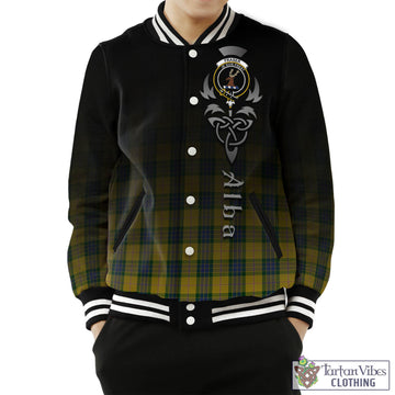 Fraser Yellow Tartan Baseball Jacket Featuring Alba Gu Brath Family Crest Celtic Inspired