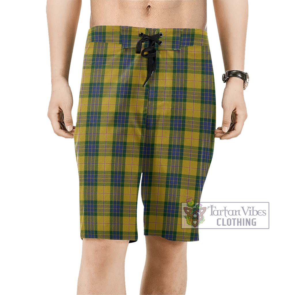 Fraser Yellow Tartan Men's Board Shorts Men - Tartan Vibes Clothing