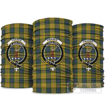 Fraser Yellow Tartan Neck Gaiters, Tartan Bandanas, Tartan Head Band with Family Crest