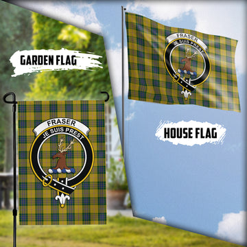 Fraser Yellow Tartan Flag with Family Crest