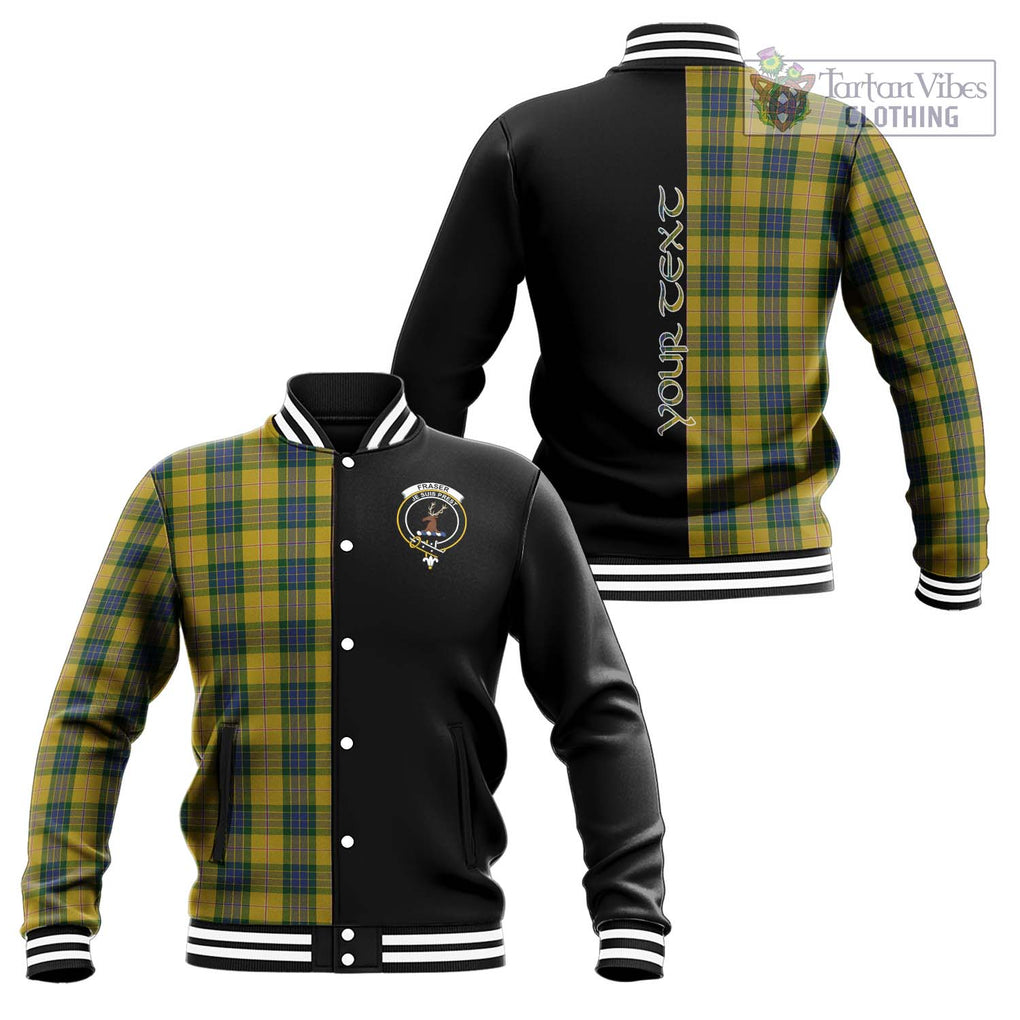 Fraser Yellow Tartan Baseball Jacket with Family Crest and Half Of Me Style Unisex - Tartanvibesclothing Shop