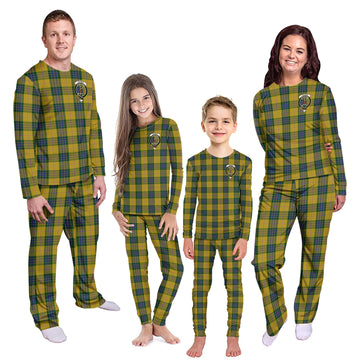 Fraser Yellow Tartan Pajamas Family Set with Family Crest