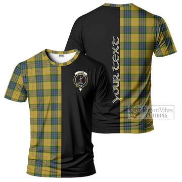 Fraser Yellow Tartan T-Shirt with Family Crest and Half Of Me Style