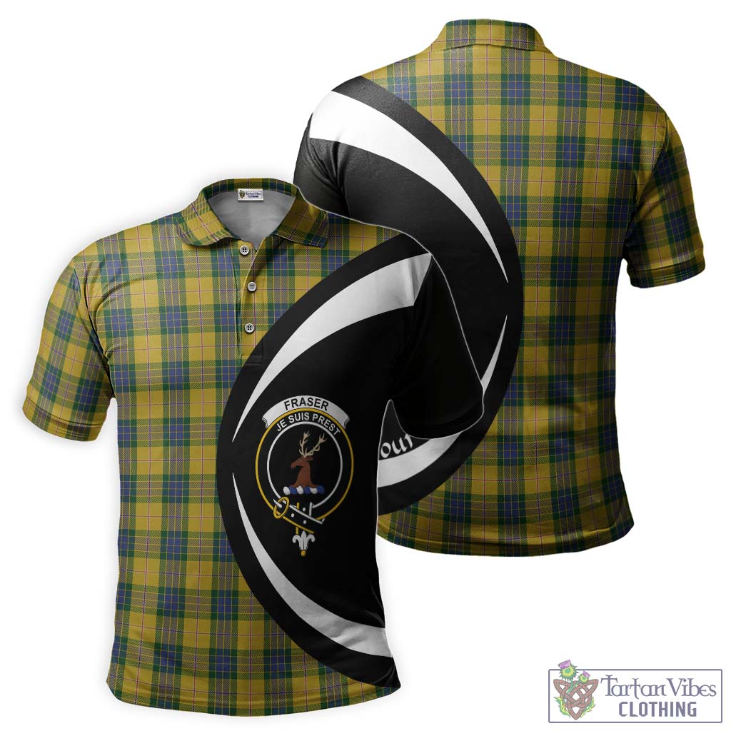 Fraser Yellow Tartan Men's Polo Shirt with Family Crest Circle Style Kid - Tartan Vibes Clothing