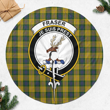 Fraser Yellow Tartan Christmas Tree Skirt with Family Crest