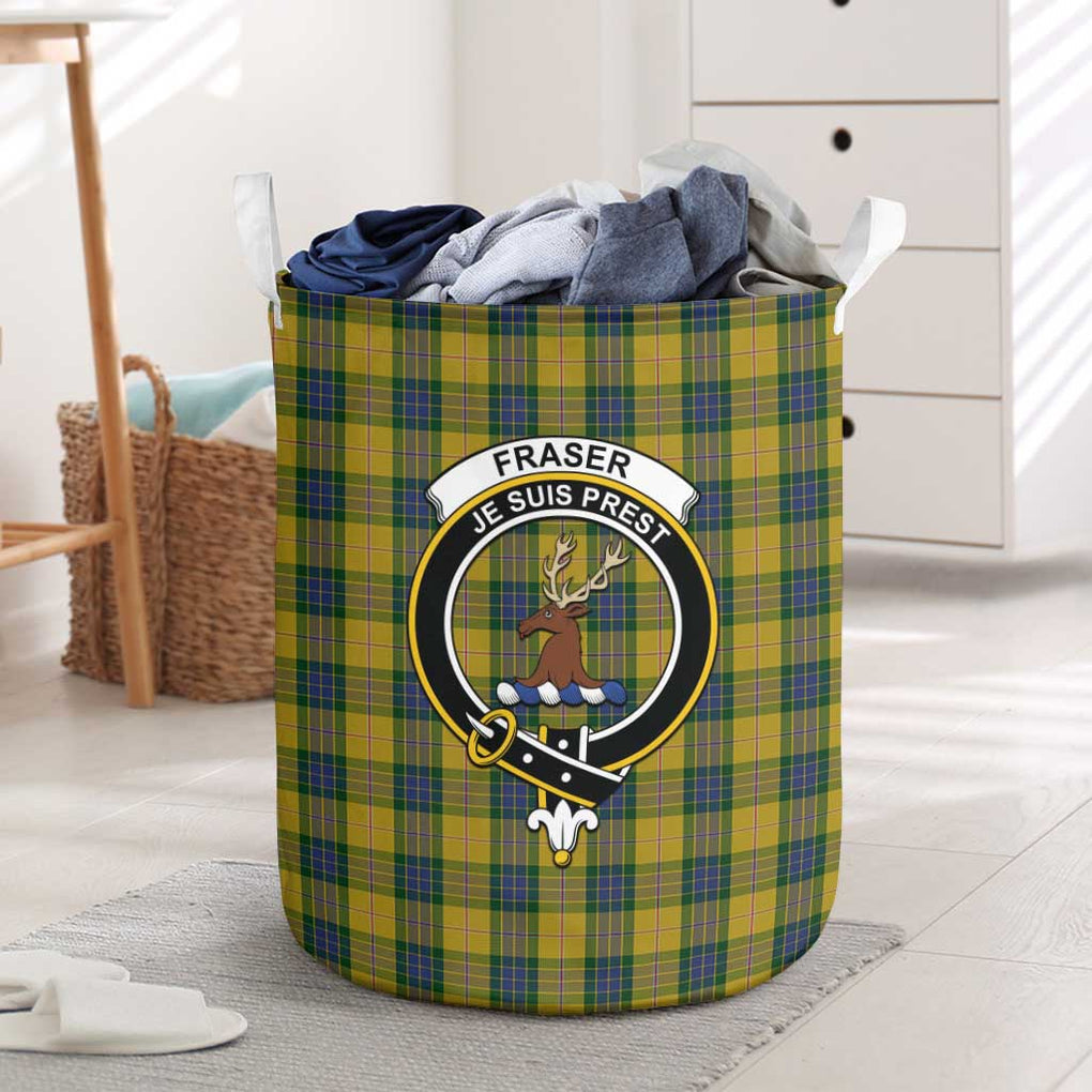 Fraser Yellow Tartan Laundry Basket with Family Crest One Size - Tartanvibesclothing Shop