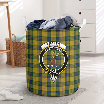 Fraser Yellow Tartan Laundry Basket with Family Crest