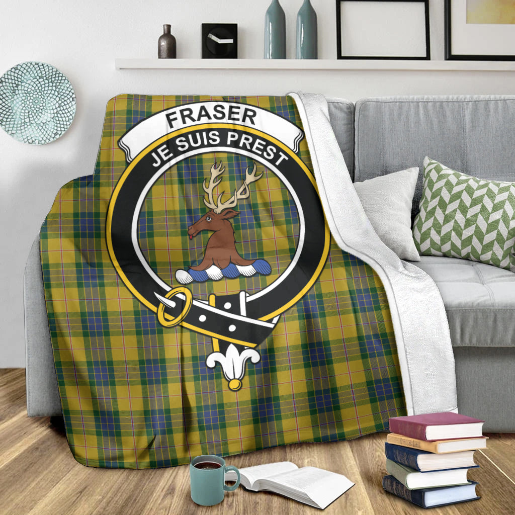 fraser-yellow-tartab-blanket-with-family-crest