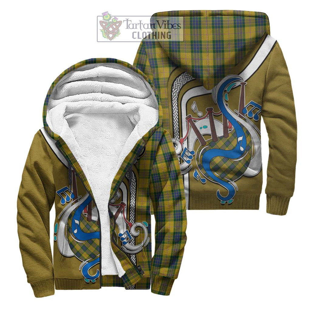 Fraser Yellow Tartan Sherpa Hoodie with Epic Bagpipe Style Unisex S - Tartanvibesclothing Shop