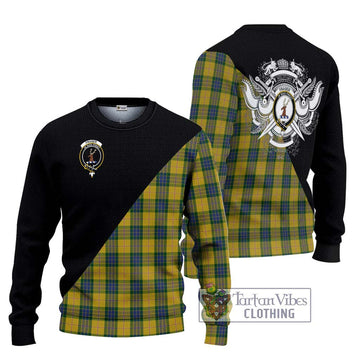 Fraser Yellow Tartan Ugly Sweater with Family Crest and Military Logo Style